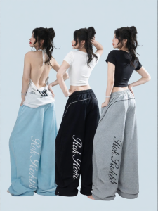 Casual Loose Letter Print Wide Leg Pants
