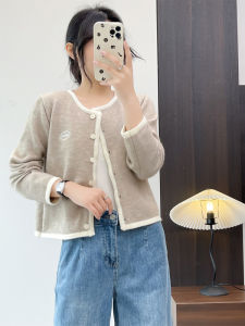 Áo Len Cardigan Dệt Kim Tay Dài Ngắn Cho Nữ Mùa Xuân Phong Cách Hàn Quốc Thường Ngày Mỏng Áo Khoác Ngoài Áo Len Cổ Tròn
