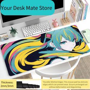 Bandai | Colorful Hatsune Miku Anime Large Desk Pad Non-Slip Anti-Dirt Extended Gaming Mouse Pad for Office Decor