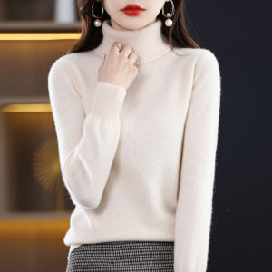 100% Merino Wool High Turnover Collar Knitted Sweater For Womens Autumn And Winter Warm Top Elegant 2YS Versatile Jiu Jia 206