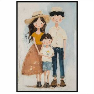 Tranh gia đình 3 người hạnh phúc(cha mẹ và con trai).Tranh treo tườngdán tường nội thất.CGI-1320