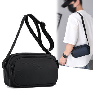 Mens Crossbody Bag Square Messenger Bag Casual Multi-Layers Zipper Pocket Handbag Fashion Large Capacity Travel Sling Backpack