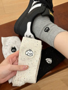 Cute Cartoon Pure Cotton Mid-Calf Socks Womens Autumn Long Socks Training Shoe Matched Winter Thickened Stockings