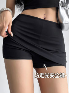 Váy Thể Thao Yoga Cạp Thấp Mùa Hè 2025 Mới Màu Đen Mini Ngắn Cho Nữ Váy Ngắn Bó Sát Kiểu Mỹ