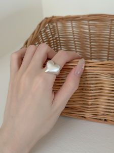 Retro Matte Silver Heart Texture Open Ring Womens Fashion Jewelry Ins Style Fresh out Alloy Handmade Customizable Ring