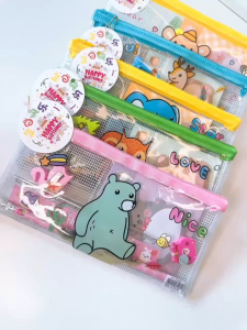 Birthday Goodie Bags Transparent Pencil Cases with Animal Designs and Accessories