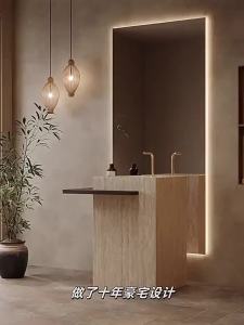 DXD | Custom Hotel All-in-One Sink Seasonal Pink Green Stone Slab Floor-standing Washbasin