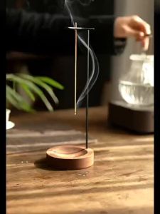 Pretty Incense Holder Solid Incense Stick Holder Wood Base Anxiety Relief Desktop Upside Down Incense Burner Holder