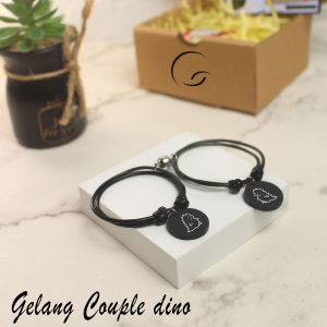 Gelang Magnet Couple Liontin Dino GOF61: Pasangan Pacar Sahabat Pria Wanita Waterproof Anti Air