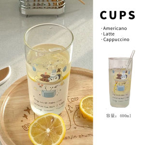 Large Capacity American Style Coffee Glass Cup Night Owl Snowman Water Drinking Glass Ins Fruit Juice Cup Cute Girl Heart