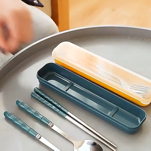 Glaven Spoon and Fork Set 304 Stainless Steel Cutlery Set Utensil Spoon Fork Chopstick Set With Box Tableware Set Peralatan Makanan 筷子