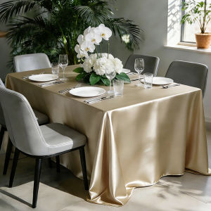 anfeng | New 2026 Luxury Grey Rectangular Satin-like Tablecloth