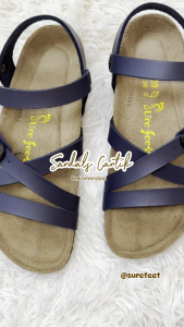 SURE FEET Adjustable Strap Sandals (SF1008) | Navy & White | Lightweight Comfort Walking Sandals for Women