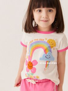 New 2025 Summer Cotton Half Sleeve Girls T Shirt Childrens Pure Cotton Sweat Absorbent Cartoon Body Shirt for Girls Kids