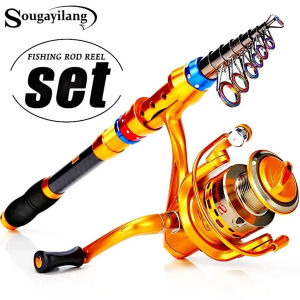 Sougayilang 1.8 - 3.6M Telescopic Fishing Rod Combo with Spinning Reel Ideal for Travel and Both Saltwater Freshwater Fishing