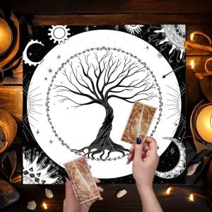 Moon Phase Rose Hexagram Constellation Tree of Life Altar Cloth Tarot Card Tablecloth Wika Astrology Divination Ceremony Mat
