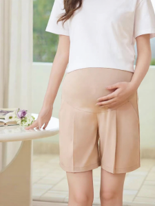 SHI YUE JIE JING | Pregnant Womens Summer Ice Silk Casual Pants Five-point