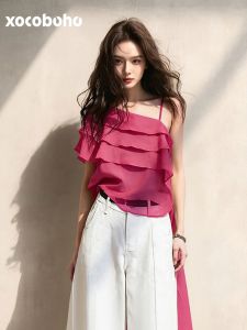 xocoboho | Loose Style Ruffle Sleeveless Blouse