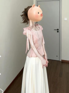 Y6Y | Áo sơ mi tay ngắn màu hồng thắt nút bướm dành cho nữ mùa hè 2025 phong cách ngọt ngào kiểu Pháp nhỏ gọn thường ngày