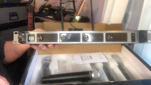 XTUGA A140 Professional Level UHF Wireless Microphone System with 4 Handheld Microphones 4 Channel UHF Wireless Metal Fixed Frequency Karaoke System Long Range 260ft for Amplifiers Mixers Stereos Speakers