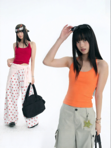 JNXS | Elastic Ribbed Knit Camisole with Removable Pads Womens Wear