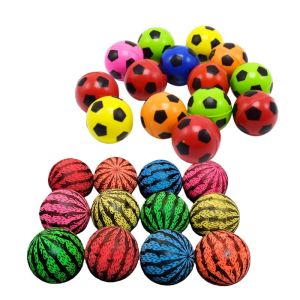 6 Pcs 30mm watermelon Soccer Modeling Bouncy Ball Color Elastic Small Simulation Bouncy Ball Outdoor Parent-child Sports Toys ﻿