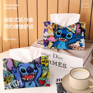 Leather Tissue Box Cute Animal Shape Home Living Room Car Storage Box Cartoon Character Decorated Tabletop Style Tissue Holder