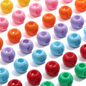 5pcs Big Hole Acrylic Beads Loose Spacer Beads with 4 holes For DIY Handmade Bracelet Necklace Keychain Jewelry Making Accessories