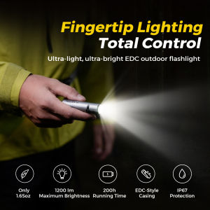 FLEXTAIL ZERO FLASHLIGHT - 1200 Lumens EDC Flashlight 7 Light Modes with Replaceable and Rechargeable Battery IP 67
