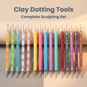 10-Piece Double-Headed Dotter Set with Mandala Pattern Handles Suitable for Nail Art Ceramic Painting and Clay Sculpting Tool