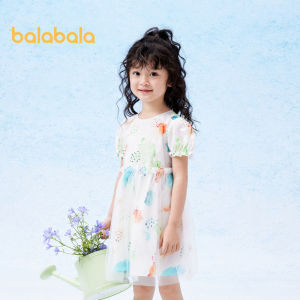 Balabala Girls Princess Dress 2024 New Summer Childrens Dress Baby  Artistic Mesh