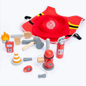 Fire Fighter Wooden Tools Pretend Play Playset Toys Children Wooden Tools Set