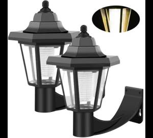 Triple Solar Panel Vintage Outdoor Wall Sconce IP66 Waterproof Rotatable Hexagonal Decorative Lamp For Garden Backyard Steps