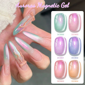 Mtssii Auroras Cat Eye Gel Nail Polish Gold Glitter Shine Cat Magnetic Gel Polish Soak Off UV Gel Nail Art Varnish Nail Supplies