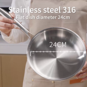 MODOFO 316 Stainless Steel Frying Pan Non Stick Wok Cookware Set Induction Pan For All Stoves 24CM