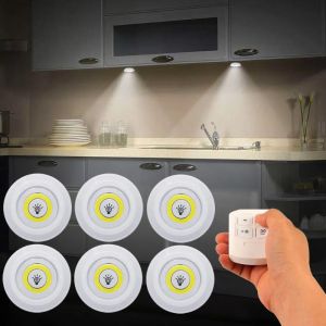 3W Super Bright Cob Under Cabinet Light LED Wireless Remote Control Dimmable Wardrobe Night Lamp Home Bedroom Closet Kitchen