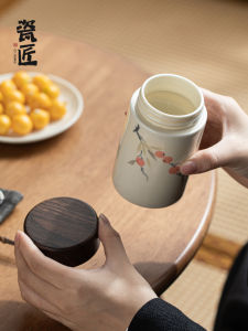 Portable Ceramic Insulated Single Layer Tea Cup for Outdoors Travel Heat Preservation Cup Tea Brewing Cup Gift Tea Loving Cup