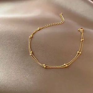 Vòng Tay Vòng Chân Kép Chuỗi Hạt Thiết Kế 2 Lớp Dây Mảnh Gắn Hạt Xinh Xắn Thời Trang Nữ Tính Thanh Lịch Trang Sức Phụ Kiện Nữ LC-01