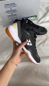 Sepatu Badminton Pria SAVENXA Hitam Putih - Bahan PU Leather Ukuran UE:36 - 45 Warna Hitam