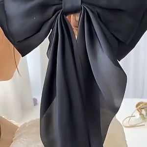TOP TREND PH Big Bow Long Silk Ribbon for Hair Accessory Bow Soft Korean Style Hair Clip
