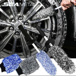 SEAMTAL Car Wash Gloves Wheels Brushes Microfiber Premium Wheel Hub Brush Non-Slip Handle Rims Wheel Spokes Easy Cleaning Tool