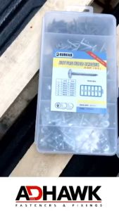 ADHAWK สกรูเกลียวปล่อยหัวเวเฟอร์หัวร่ม (ปลายแหลม) ชุบซิงค์ แพ็ค100ตัว *รุ่นหัวบางพิเศษ*