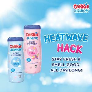 CARRIE JUNIOR Body Powder - Baby Blue (450g x2) Talcum | Dry & Smooth | Refreshing Fragrant