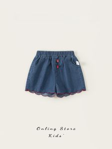 INSbobo Girls Summer Thin Denim Shorts Childrens Clothing Versatile Elastic Waist Cotton Pants for Ages 6 Months to 7 Years