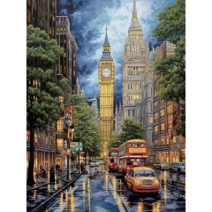 London City Street Scenery Artwork Jigsaw Puzzle 500/1000/1200/2000PCS Stress Relief Puzzle Wall Art Decor Gift