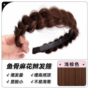 Fishbone Plaits Wig Hair Hoop Female Online Influencer 2024 New Arrival Elegant High Skull Top Twist Braid Headband Hairpin Braided Hair Headdress