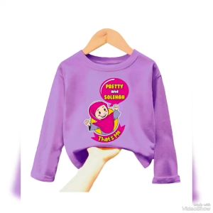 Atasan Kaos Anak Perempuan Lengan Panjang Motif HIJAB Untuk Usia 1-12 Thn