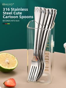 HUYO | Stainless Steel Childrens Cute Long-Handled Spoon