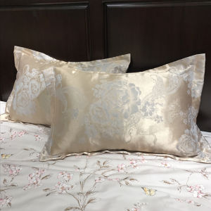 European Style Satin Embroidered Pillowcases Cotton Latex Pillow Covers Washable Easy Care Single Person Pillow Covers