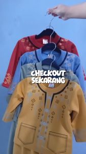 Setelan Pakaian Muslim Motif Islami & Free Peci Usia 3-18 Bulan